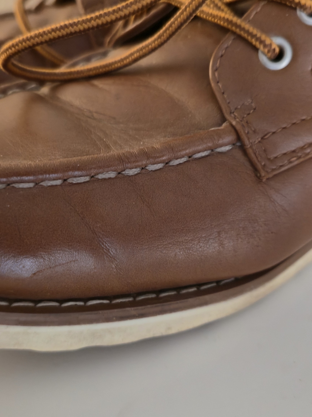 Classic Brown Leather Moc Toe Men’s Shoe